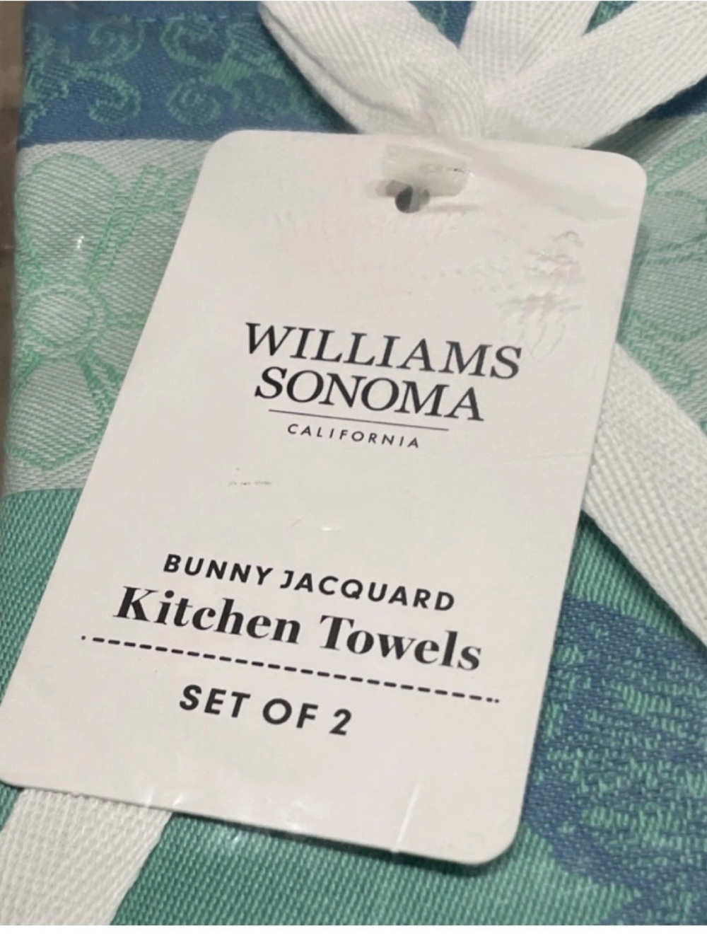 Williams Sonoma Bunny Jacquard Cotton Kitchen Towels Set of 2